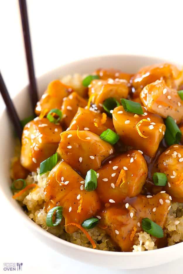 Easy Healthy Chicken Recipes - Skinny Orange Chicken - Lunch and Dinner Ideas, Party Foods and Casseroles, Idea for the Grill and Salads- Chicken Breast, Baked, Roastedf and Grilled Chicken #recipes #healthy #chicken