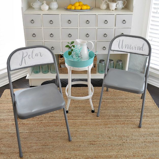 Thrift Store DIY Makeovers - Spray and Chalk Paint Folding Chair Makeover - Decor and Furniture With Upcycling Projects and Tutorials - Room Decor Ideas on A Budget - Crafts and Decor to Make and Sell - Before and After Photos - Farmhouse, Outdoor, Bedroom, Kitchen, Living Room and Dining Room Furniture http://diyjoy.com/thrift-store-makeovers