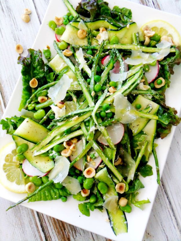 Asparagus Recipes - Spring Salad with Asparagus, Goat Cheese, Lemon and Hazelnuts - DIY Asparagus Recipe Ideas for Homemade Soups, Sides and Salads - Easy Tutorials for Roasted, Sauteed, Steamed, Baked, Grilled and Pureed Asparagus - Party Foods, Quick Dinners, Dishes With Cheese, Vegetarian and Vegan Options - Healthy Recipes With Step by Step Instructions 