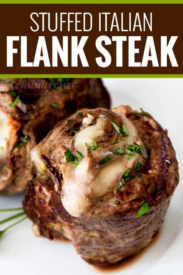 Best Italian Recipes - Stuffed Italian Flank Steak - Authentic and Traditional italian dishes For Dinner, Appetizers, and Easy Lunch - Pasta with Chicken, Lasagna, Noodles With Cheese, Healthy Recipe Ideas - Party Trays and Food For A Crowd - Fettucini, Spaghetti, Alfredo Sauce, Meatballs, Grilled Steak and Fish, Soup, Seafood, Vegetarian and Crockpot Versions #italian 