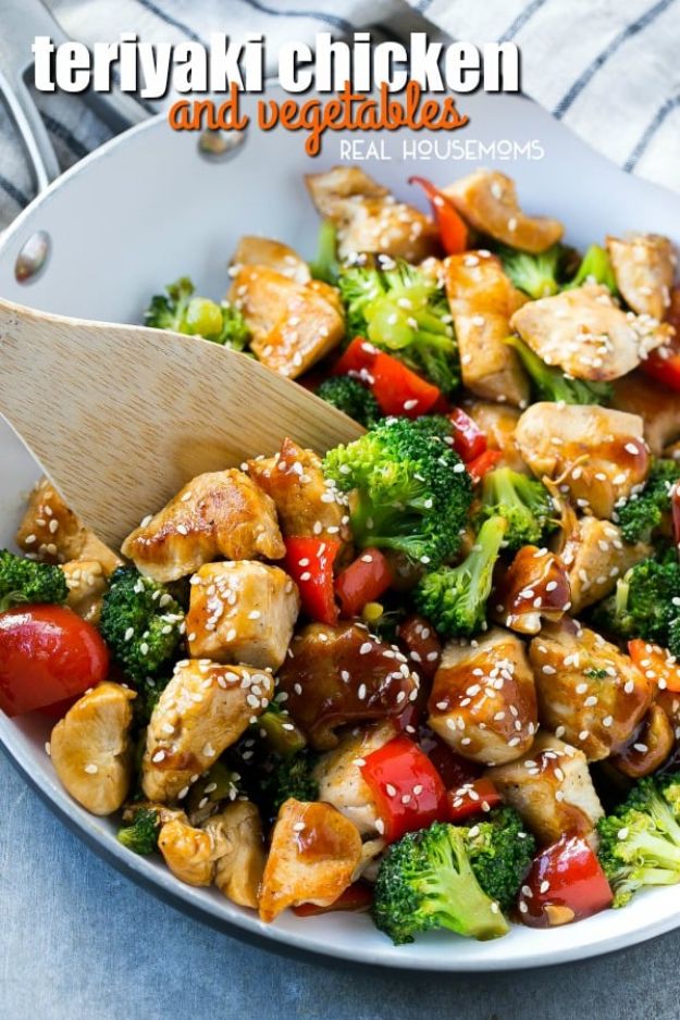 Easy Healthy Chicken Recipes - Teriyaki Chicken and Vegetables - Lunch and Dinner Ideas, Party Foods and Casseroles, Idea for the Grill and Salads- Chicken Breast, Baked, Roastedf and Grilled Chicken #recipes #healthy #chicken