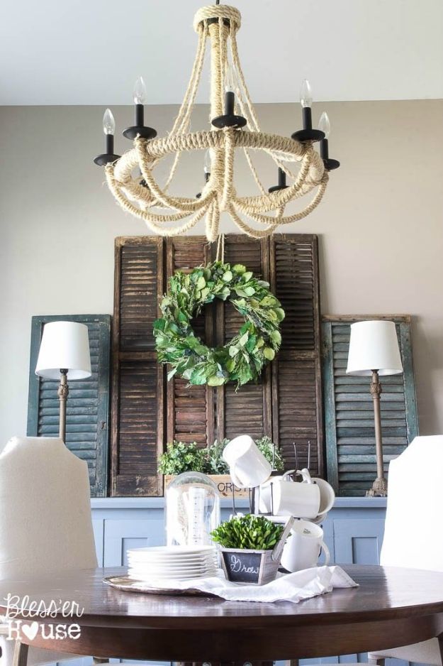 Thrift Store DIY Makeovers - Thrifty Shutter Wall Decor - Decor and Furniture With Upcycling Projects and Tutorials - Room Decor Ideas on A Budget - Crafts and Decor to Make and Sell - Before and After Photos - Farmhouse, Outdoor, Bedroom, Kitchen, Living Room and Dining Room Furniture http://diyjoy.com/thrift-store-makeovers