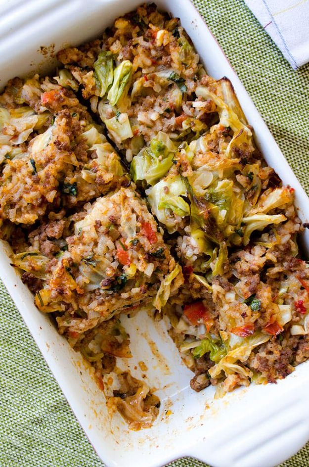 Best Casserole Recipes - Unstuffed Cabbage Casserole - Healthy One Pan Meals Made With Chicken, Hamburger, Potato, Pasta Noodles and Vegetable - Quick Casseroles Kids Like - Breakfast, Lunch and Dinner Options - Mexican, Italian and Homestyle Favorites - Party Foods for A Crowd and Potluck Dishes #recipes #casseroles