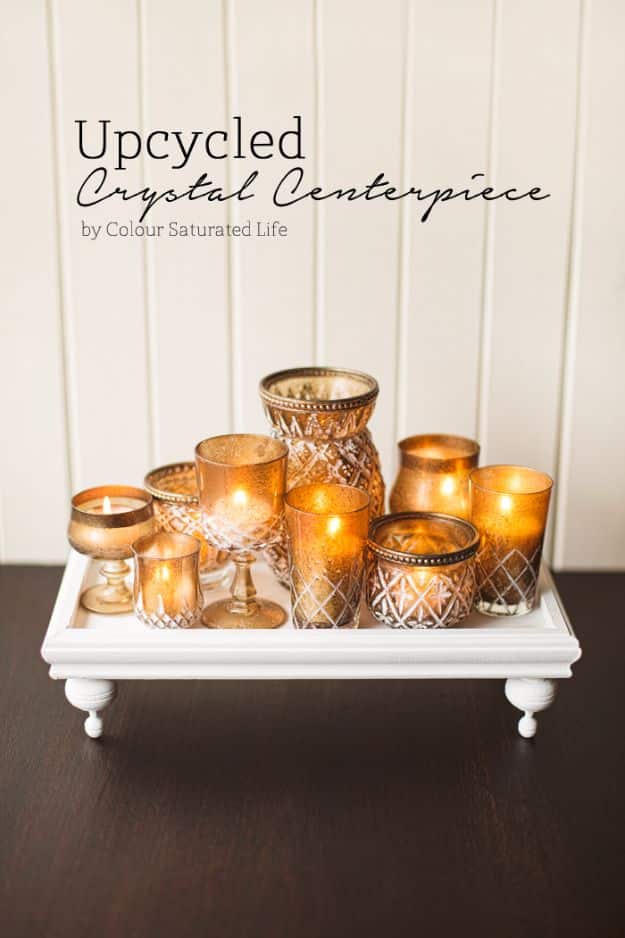 Thrift Store DIY Makeovers - Upcycled Crystal Centerpiece - Decor and Furniture With Upcycling Projects and Tutorials - Room Decor Ideas on A Budget - Crafts and Decor to Make and Sell - Before and After Photos - Farmhouse, Outdoor, Bedroom, Kitchen, Living Room and Dining Room Furniture http://diyjoy.com/thrift-store-makeovers