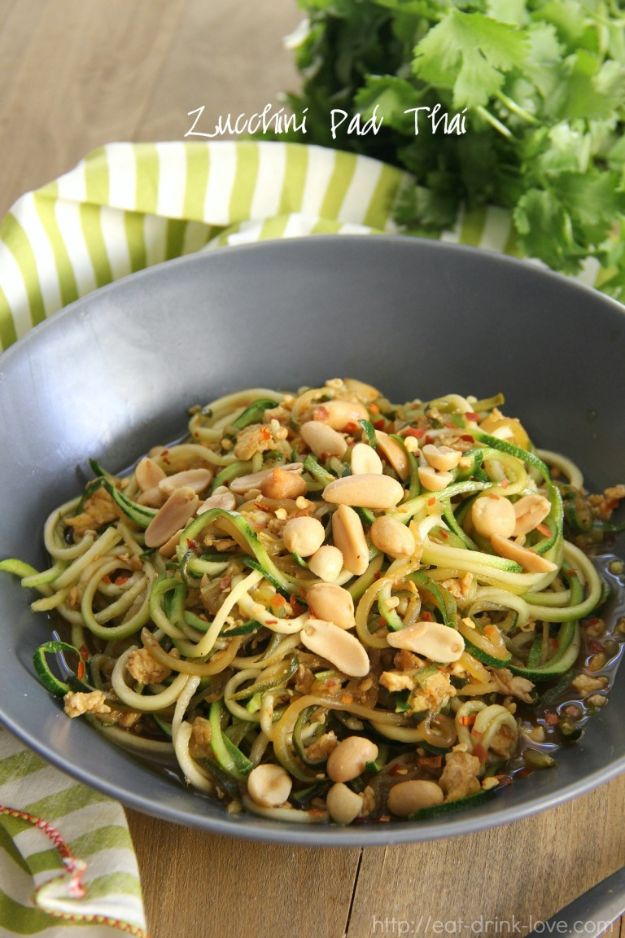 Veggie Noodle Recipes - Zucchini Pad Thai- How to Cook With Veggie Noodles - Healthy Pasta Recipe Ideas - How to Make Veggie Noodles With Carrots and Zucchini - Vegan, Vegetarian , Keto and Low Carb Dishes for Your Diet - Meatballs, Chicken, Cheese, Asian Stir Fry, Salad and Raw Preparations #veggienoodles #recipes #keto #lowcarb #ketorecipes #veggies #healthyrecipes #veganrecipes 
