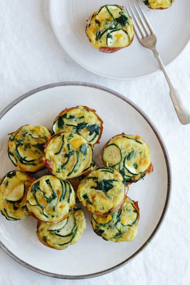Keto Breakfast Recipes - Zucchini and Prosciutto Egg Muffins - Low Carb Breakfasts and Morning Meals for the Ketogenic Diet - Low Carbohydrate Foods on the Go - Easy Crockpot Recipes and Casserole - Muffins and Pancakes, Shake and Smoothie, Ideas With No Eggs #keto