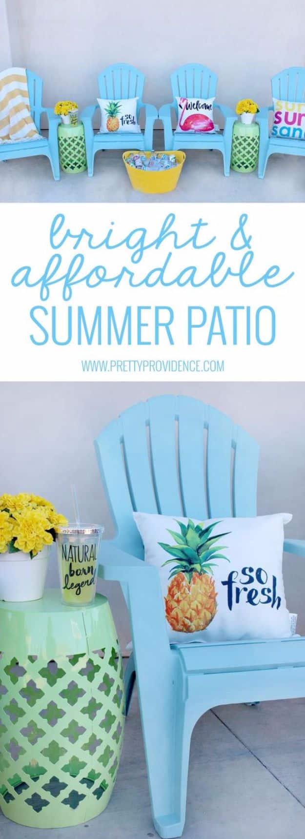 DIY Patio Furniture Ideas - Bright Summer Patio Chairs - Cheap Do It Yourself Porch and Easy Backyard Furniture, Rocking Chairs, Swings, Benches, Stools and Seating Tutorials - Dining Tables from Pallets, Cinder Blocks and Upcyle Ideas - Sectional Couch Plans With Cushions - Makeover Tips for Existing Furniture #diyideas #outdoors #diy #backyardideas #diyfurniture #patio #diyjoy http://diyjoy.com/diy-patio-furniture-ideas