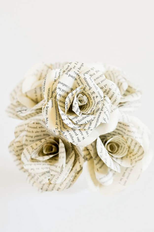 Dollar Tree Wedding Ideas - DIY Book Flowers - Cheap and Easy Dollar Store Crafts from Your Local Dollar Tree Store - Inexpensive Wedding Decor for the Bride on A Budget - Crafts and Centerpieces, Guest Book, Favors and Decorations You Can Make for Weddings - Pretty, Creative Flowers, Table Decor, Place Cards, Signs and Event Planning Idea 