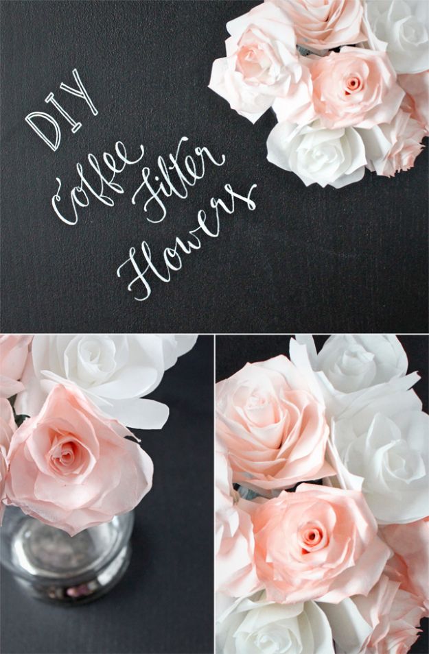 Dollar Tree Wedding Ideas - DIY Coffee Filter Flowers - Cheap and Easy Dollar Store Crafts from Your Local Dollar Tree Store - Inexpensive Wedding Decor for the Bride on A Budget - Crafts and Centerpieces, Guest Book, Favors and Decorations You Can Make for Weddings - Pretty, Creative Flowers, Table Decor, Place Cards, Signs and Event Planning Idea 