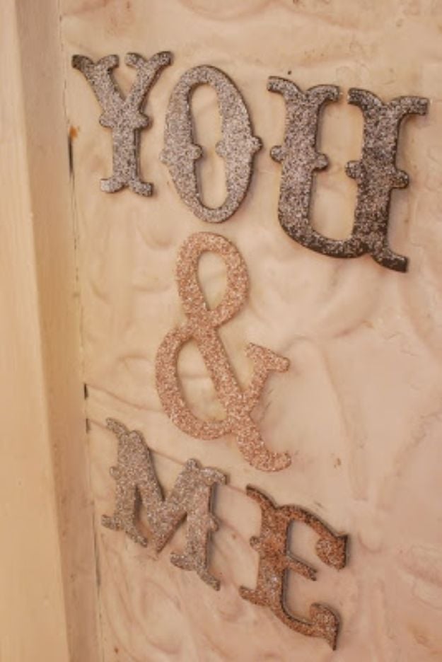 Dollar Tree Wedding Ideas - DIY Glitter Letter Magnets - Cheap and Easy Dollar Store Crafts from Your Local Dollar Tree Store - Inexpensive Wedding Decor for the Bride on A Budget - Crafts and Centerpieces, Guest Book, Favors and Decorations You Can Make for Weddings - Pretty, Creative Flowers, Table Decor, Place Cards, Signs and Event Planning Idea 