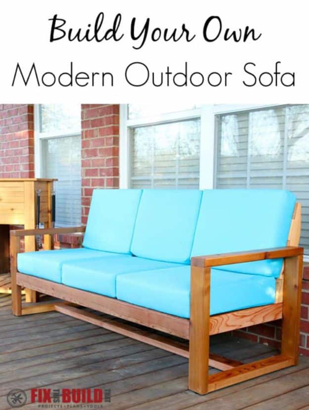 DIY Outdoor Furniture - DIY Modern Outdoor Sofa - Cheap and Easy Ideas for Patio and Porch Seating and Tables, Chairs, Sofas - How To Make Outdoor Furniture Projects on A Budget - Fmaily Friendly Decor Kids Love - Quick Projects to Make This Weekend - Swings, Pallet Tables, End Tables, Rocking Chairs, Daybeds and Benches  