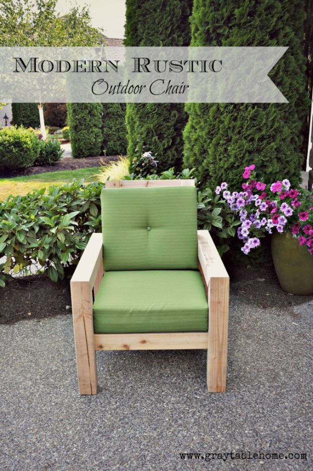 DIY Outdoor Furniture - DIY Modern Rustic Outdoor Chair - Cheap and Easy Ideas for Patio and Porch Seating and Tables, Chairs, Sofas - How To Make Outdoor Furniture Projects on A Budget - Fmaily Friendly Decor Kids Love - Quick Projects to Make This Weekend - Swings, Pallet Tables, End Tables, Rocking Chairs, Daybeds and Benches  