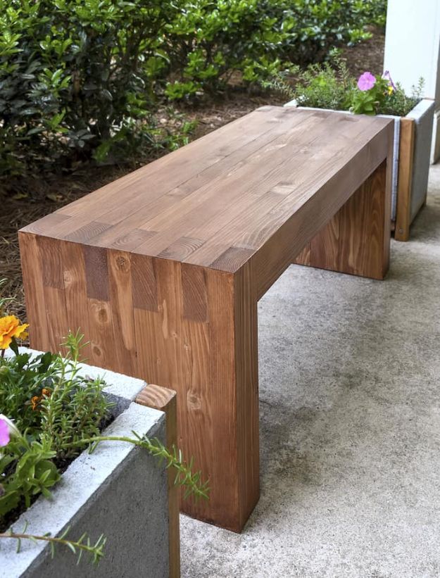 DIY Outdoor Furniture - Modern DIY Outdoor Bench - Cheap and Easy Ideas for Patio and Porch Seating and Tables, Chairs, Sofas - How To Make Outdoor Furniture Projects on A Budget - Fmaily Friendly Decor Kids Love - Quick Projects to Make This Weekend - Swings, Pallet Tables, End Tables, Rocking Chairs, Daybeds and Benches  