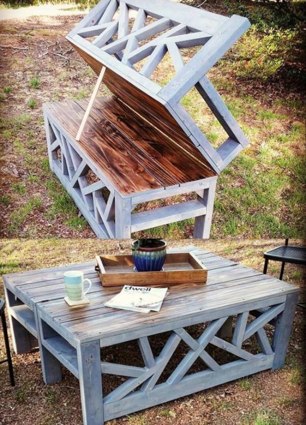 DIY Outdoor Furniture - Outdoor Convertible Coffee Table and Bench - Cheap and Easy Ideas for Patio and Porch Seating and Tables, Chairs, Sofas - How To Make Outdoor Furniture Projects on A Budget - Fmaily Friendly Decor Kids Love - Quick Projects to Make This Weekend - Swings, Pallet Tables, End Tables, Rocking Chairs, Daybeds and Benches  