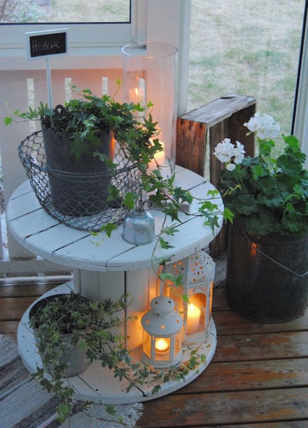 DIY Patio Furniture Ideas - Repurposed Spool Table - Cheap Do It Yourself Porch and Easy Backyard Furniture, Rocking Chairs, Swings, Benches, Stools and Seating Tutorials - Dining Tables from Pallets, Cinder Blocks and Upcyle Ideas - Sectional Couch Plans With Cushions - Makeover Tips for Existing Furniture #diyideas #outdoors #diy #backyardideas #diyfurniture #patio #diyjoy http://diyjoy.com/diy-patio-furniture-ideas