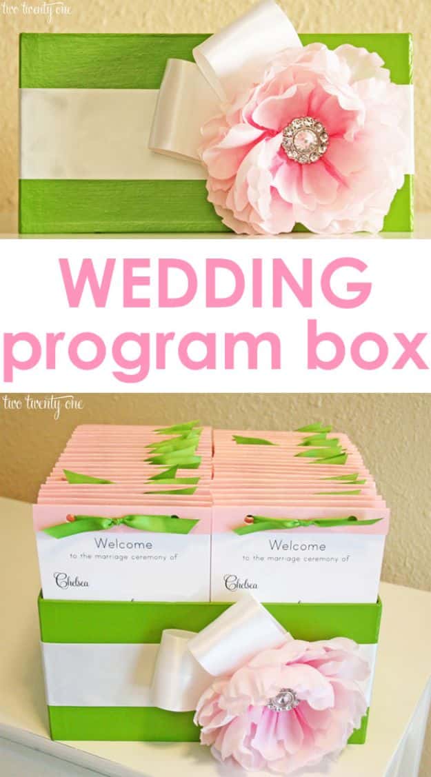 Dollar Tree Wedding Ideas - Wedding Program Box - Cheap and Easy Dollar Store Crafts from Your Local Dollar Tree Store - Inexpensive Wedding Decor for the Bride on A Budget - Crafts and Centerpieces, Guest Book, Favors and Decorations You Can Make for Weddings - Pretty, Creative Flowers, Table Decor, Place Cards, Signs and Event Planning Idea 