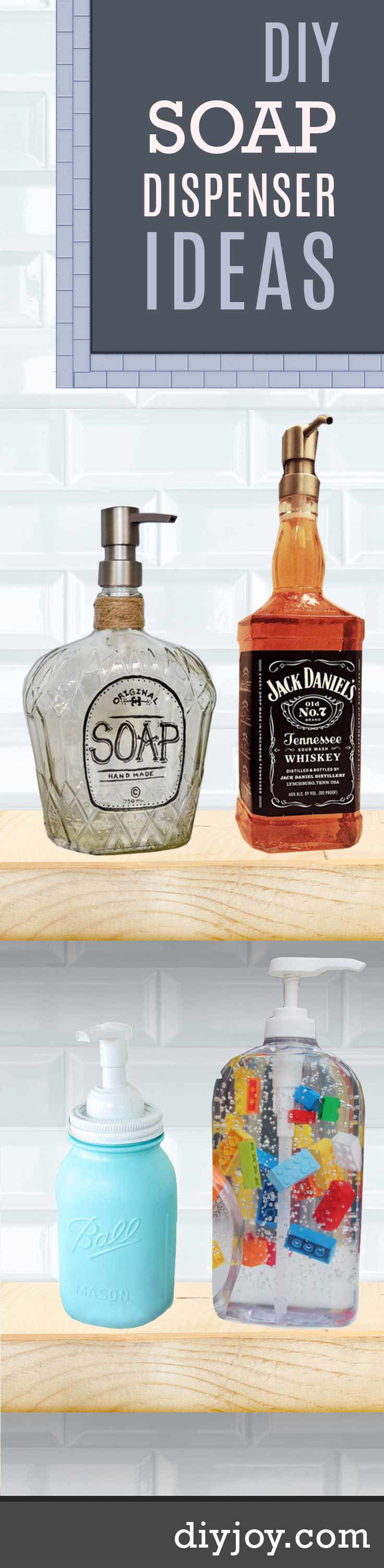 DIY Soap Dispenser Ideas | Do It Yourself Kitchen and Bath Decor at http://diyjoy.com/craft-ideas-diy-soap-dispensers