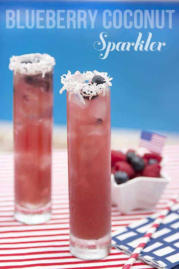 4th of July Drink Recipes Blueberry Coconut Sparkler at #fourthofjuly