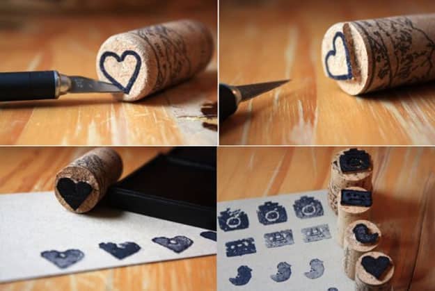 Easy Wine Cork Crafts for Kids to Make - Wine Cork DIY Stamps - DIY Projects & Crafts by DIY JOY 