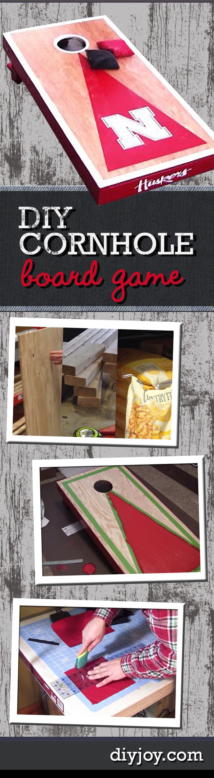 Fun Outdoor DIY Ideas - DIY Cornhole Board Game Tutorial - How to Make Cornhole Boards - DIY Christmas Gifts for Him, Men, Boyfriend Presents