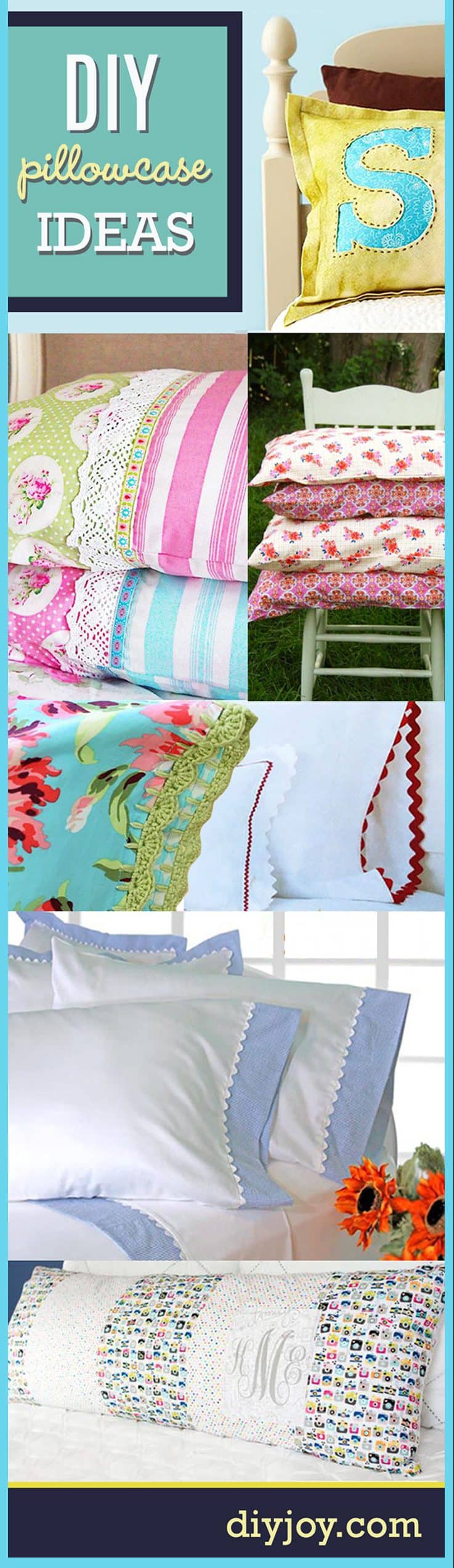 Sewing Projects for The Home - Sewing Tutorials for Pillowcases - How to Make A Pillowcase -DIY Pillowcase Ideas Pinterest