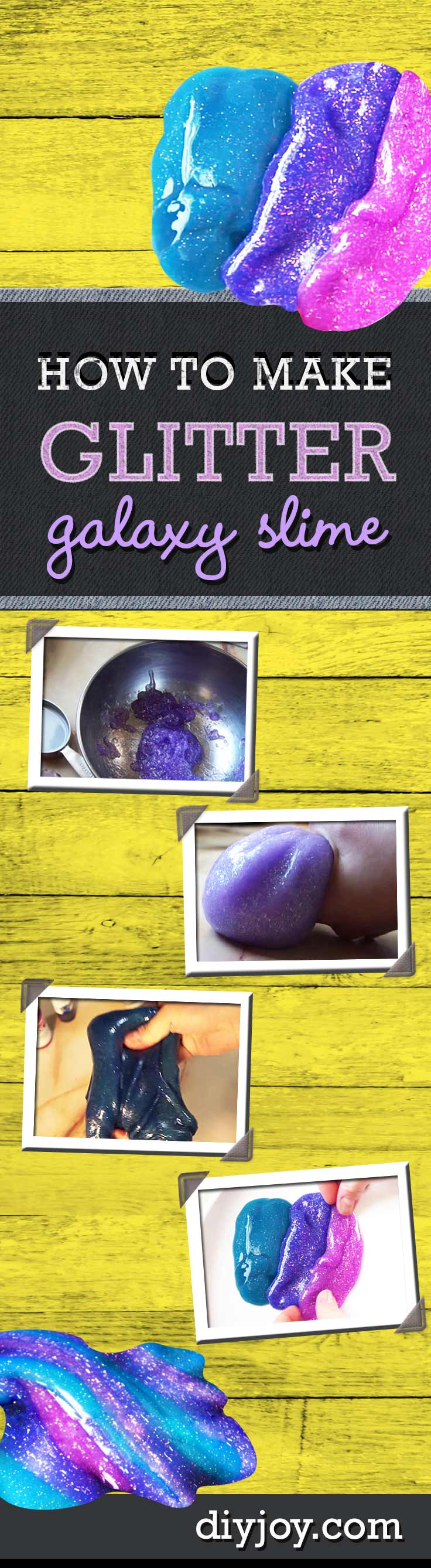 Easy Slime Recipes - How to Make Galaxy Slime Tutorial - Fun Crafts for Kids to Make at Home - DIY Galaxy Slime Recipe and Tutorial at DIY JOY