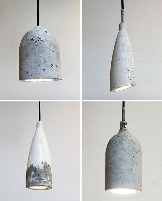 DIY Lighting Ideas and Cool DIY Light Projects for the Home. Chandeliers, lamps, awesome pendants and creative hanging fixtures,  complete with tutorials with instructions | Concrete Shade DIY Pendant Lights | http://diyjoy.com/diy-projects-lighting-ideas