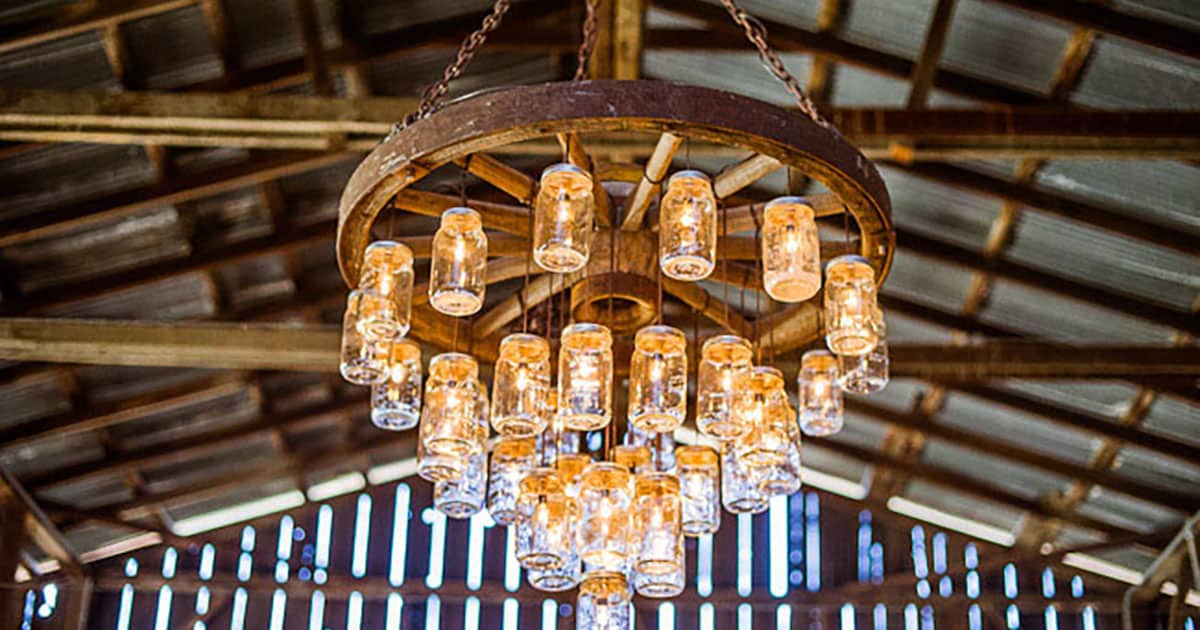 Brilliant Wagon Wheel Chandelier Made With Mason Jars