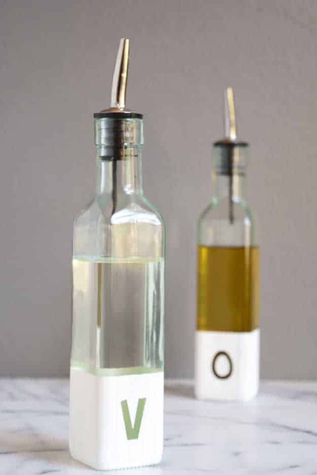 Inexpensive DIY Gifts. Crafts and DIY Gift Ideas for Him, for Her, for Family and Friends. Perfect for Birthday, Christmas, Mom and Dad. | Modern Oil and Vinegar Bottles | 