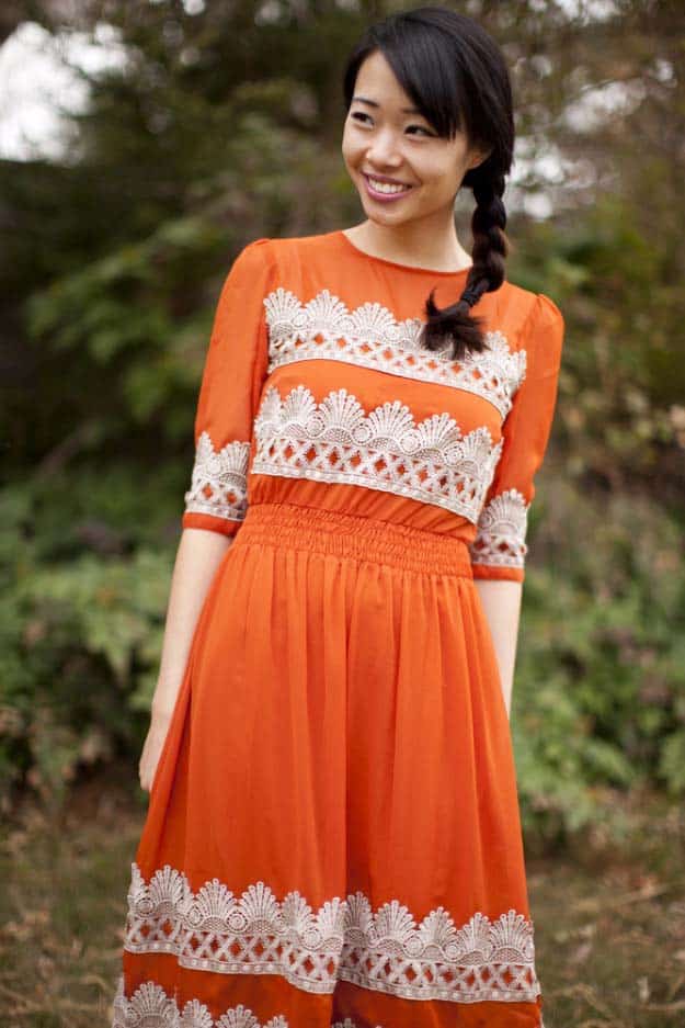 DIY Crafts You Can Make with Lace | Cool DIY Ideas for Fashion, Decor, Gifts, Jewelry and Home Accessories Made With Lace | Anthropologie Tangerine Flicker Lace Dress | http://diyjoy.com/diy-crafts-ideas-with-lace