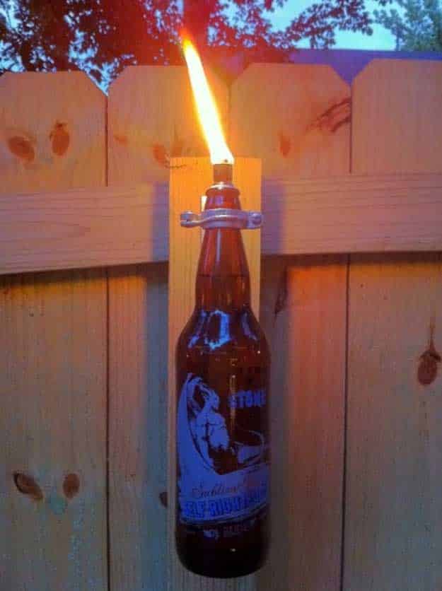 Cool Cheap DIY Projects for Men | Homemade Christmas Gifts for Dad, Father | Beer Bottle Torche | Rustic Man Cave Furniture DIY Project Ideas - Manly Decor, Games | Things to Make for Backyard and Outdoors - #diy #craftsformen #guys #giftsformen