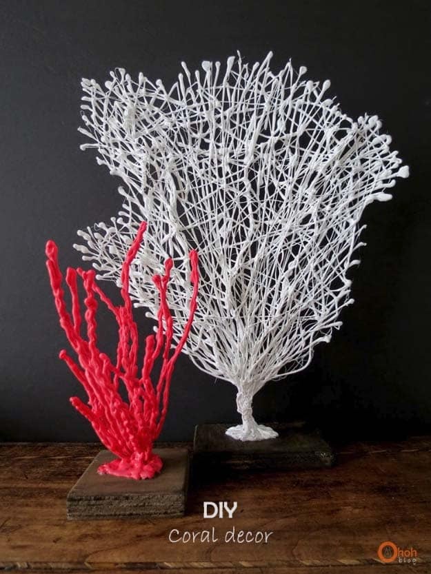 Fun Crafts To Do With A Hot Glue Gun | Best Hot Glue Gun Crafts, DIY Projects and Arts and Crafts Ideas Using Glue Gun Sticks | DIY Coral Home Decor |