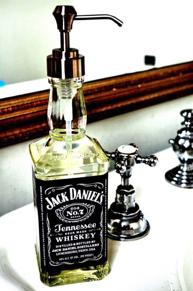 DIY Gifts For Men | Jack Daniels Soap or Hand Sanitizer Dispenser | Pinterest DIY Man Cave Decor Ideas Cheap | Awesome Christmas Gift Ideas for Your Boyfriend, Husband, Dad, Father, Brother 