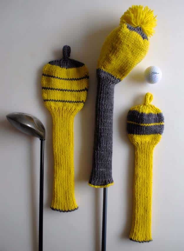 DIY Gifts For Men | Awesome Ideas for Your Boyfriend, Husband, Dad - Father , Brother Cool Homemade DIY Crafts Men Love to Receive for Christmas, Birthdays, Anniversaries and Valentine’s Day | Knit Golf Club Covers #diygifts #diyideas #crafts