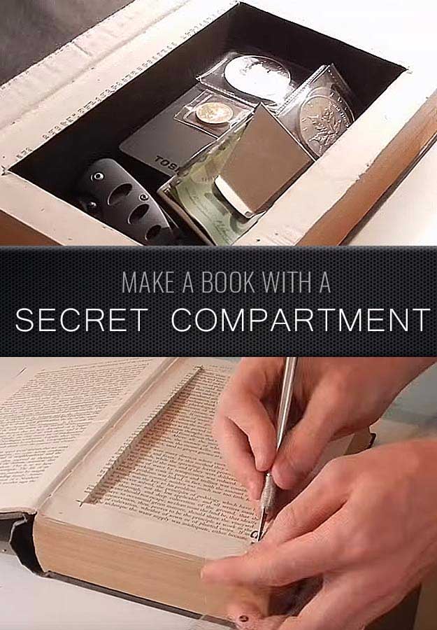 Cool Crafts for Men and Manly DIY Project Ideas Guys Love - Fun Gifts, Manly Decor, Games and Gear. Tutorials for Creative Projects to Make This Weekend | Make a Book with a Secret Compartment #diy #craftsformen #guys #giftsformen