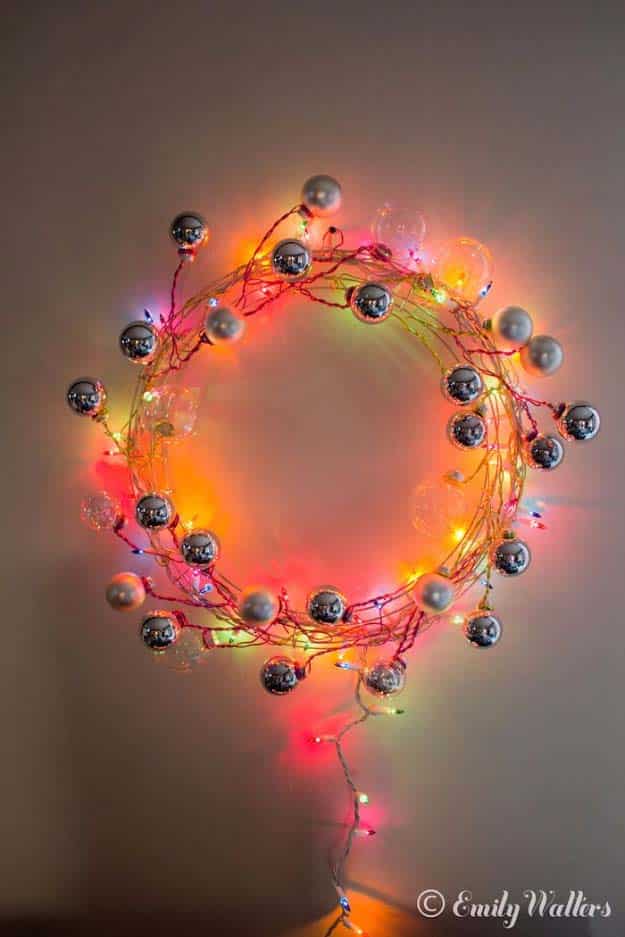 DIY Christmas Decorations - Easy DIY Holiday Wreaths Make Awesome Homemade Christmas Decorations for Your Front Door | Cool Crafts and DIY Projects by DIY JOY | Modern Wire and Ornament Wreath #diy