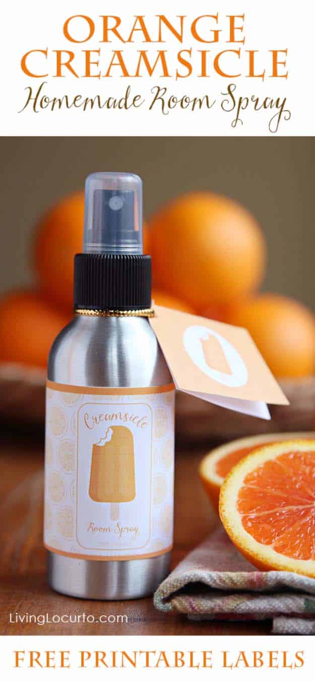 DIY Gifts for Your Parents | Cool and Easy Homemade Gift Ideas That Mom and Dad Will Love | Creative Christmas Gifts for Parents With Step by Step Instructions | Crafts and DIY Projects by DIY JOY | Orange Creamsicle Essential Oil Room Spray with Free Printables #diy #diygifts #christmasgifts