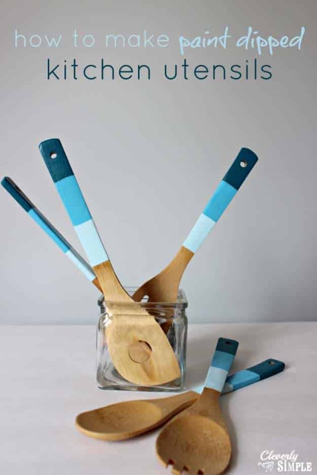 DIY Gifts To Make For Mom and Dad - Creative DYI Presents for Parents | Cool and Easy Homemade Gift Ideas That Mom and Dad Will Love | Creative Christmas Gifts for Parents With Step by Step Instructions | Crafts and DIY Projects by DIY JOY | Paint Dipped Kitchen Utensils #diy #diygifts #christmasgifts