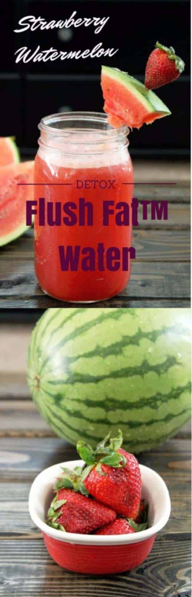  31 Detox Water Recipes for Drinks To Cleanse Skin and Body. Easy to Make Waters and Tea Promote Health, Diet and Support Weightloss | Strawberry Watermelon Flush Fat Water #detox #recipes #detoxwater #healthy 