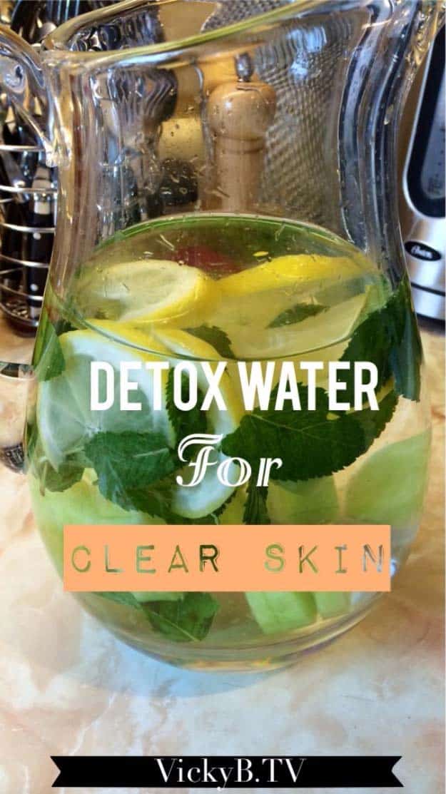 31 Detox Water Recipes for Drinks To Cleanse Skin and Body. Easy to Make Waters and Tea Promote Health, Diet and Support Weightloss. | Belly Slimming Detox Water | Detox Water Recipe For Clear Skin #detox #recipes #detoxwater #healthy