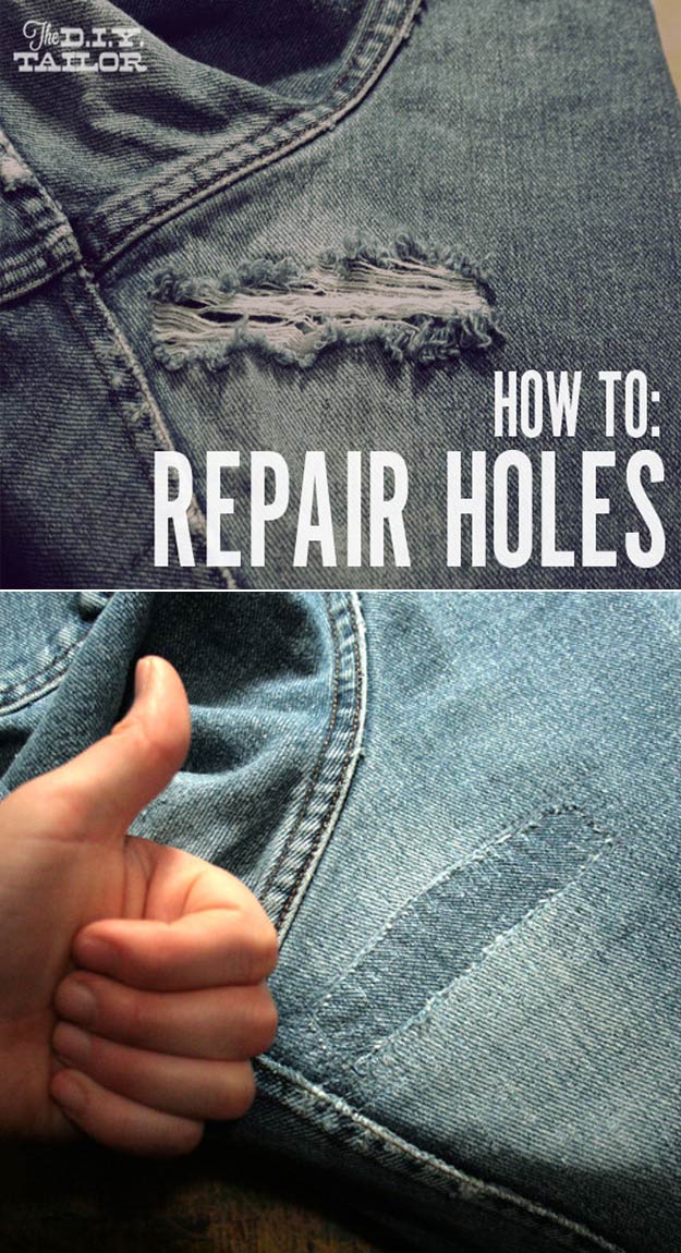 DIY Hacks for Ruined Clothes. Awesome Ideas, Tips and Tricks for Repairing Clothes and Removing Stains in Clothing | An Easy Way to Fix Holes in Your Jeans and Other Garments 