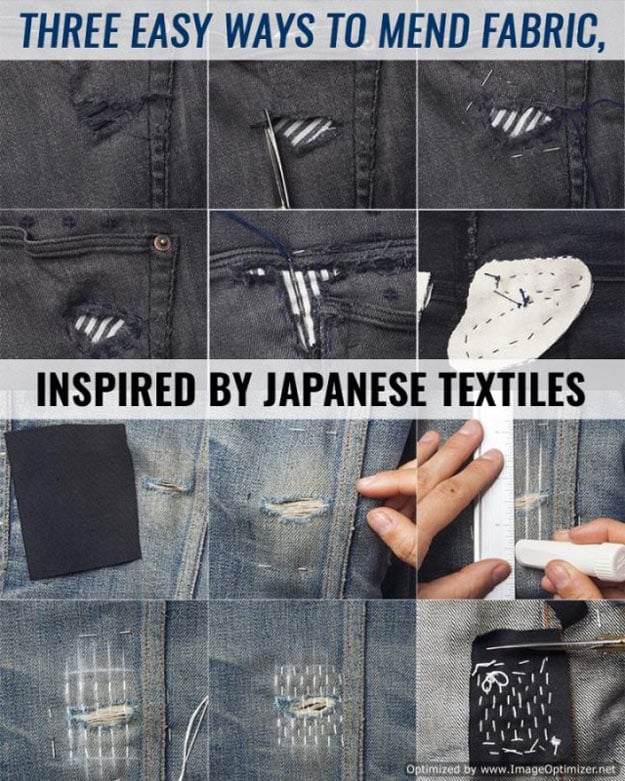 DIY Hacks for Ruined Clothes. Awesome Ideas, Tips and Tricks for Repairing Clothes and Removing Stains in Clothing | Three Easy Ways to Mend Fabric, Inspired by Japanese Textiles 