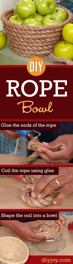 Easy Home Decor Projects and Cheap DIY Crafts Ideas that Make Cool Homemade Gifts - DIY Rope Bowl - How To and Step By Step Instructions