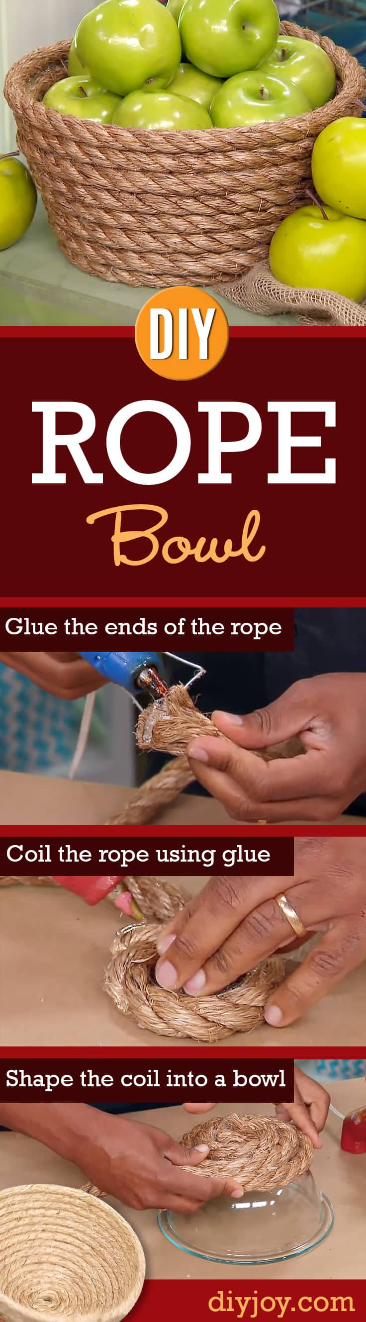 Easy Home Decor Projects and Cheap DIY Crafts Ideas that Make Cool Homemade Gifts - DIY Rope Bowl - How To and Step By Step Instructions - Cheap Crafts to Sell Online for Cash