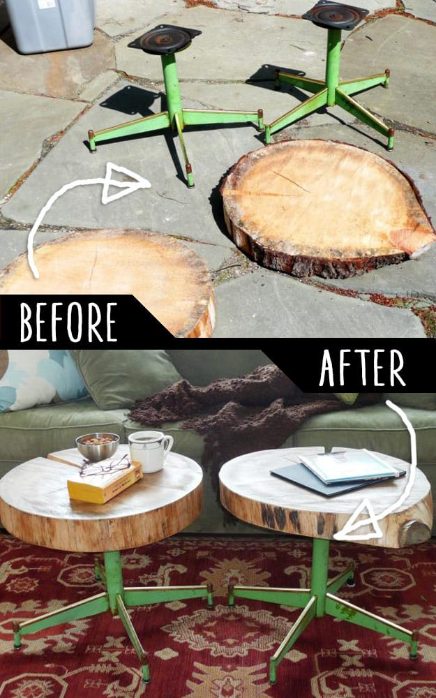 https://diyjoy.com/wp-content/uploads/2016/01/Accent-Tables-Using-Rought-Cut-Logs-and-Old-Metal-Chair-Legs.jpg