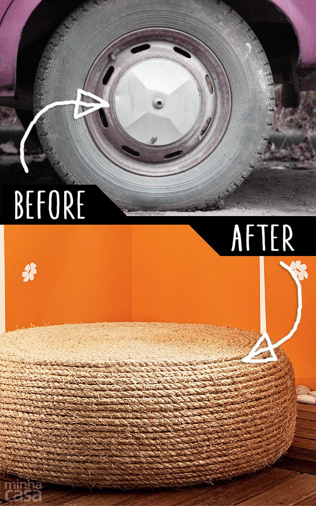 DIY Furniture Hacks | An Old Tire into a Rope Ottoman | Cool Ideas for Creative Do It Yourself Furniture | Cheap Home Decor Ideas for Bedroom, Bathroom, Living Room, Kitchen #diy