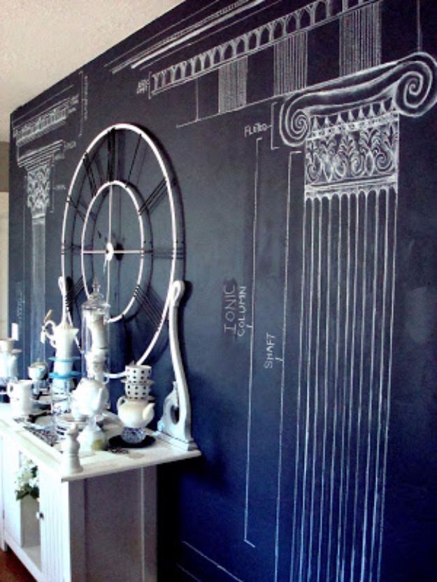 DIY Chalkboard Paint Ideas for Furniture Projects, Home Decor, Kitchen, Bedroom, Signs and Crafts for Teens. | Architectural Motif Wall Art 