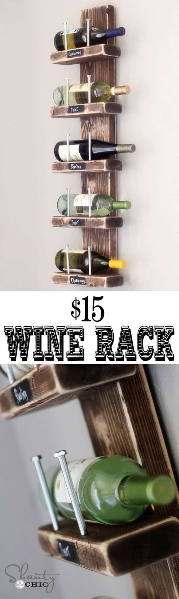 76 Crafts To Make and Sell - Easy DIY Ideas for Cheap Things To Sell on Etsy, Online and for Craft Fairs. Make Money with These Homemade Crafts for Teens, Kids, Christmas, Summer, Mother’s Day Gifts. | Chalkboard Label Wine Rack #crafts #diy