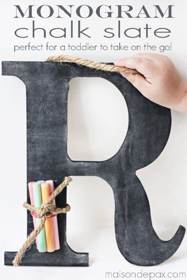 DIY Chalkboard Paint Ideas for Furniture Projects, Home Decor, Kitchen, Bedroom, Signs and Crafts for Teens. | Chalkboard Monogram Chalk Slate 