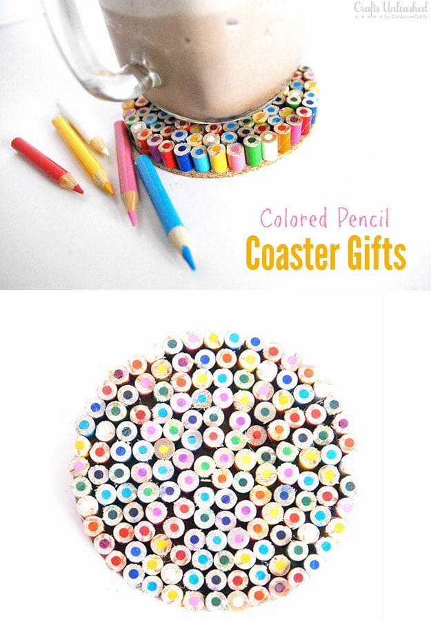 76 Crafts To Make and Sell - Easy DIY Ideas for Cheap Things To Sell on Etsy, Online and for Craft Fairs. Make Money with These Homemade Crafts for Teens, Kids, Christmas, Summer, Mother’s Day Gifts. | Colored Pencil Coasters #crafts #diy